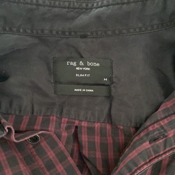 Rag & Bone Maroon Black Check Button Up - Picture 7 of 8